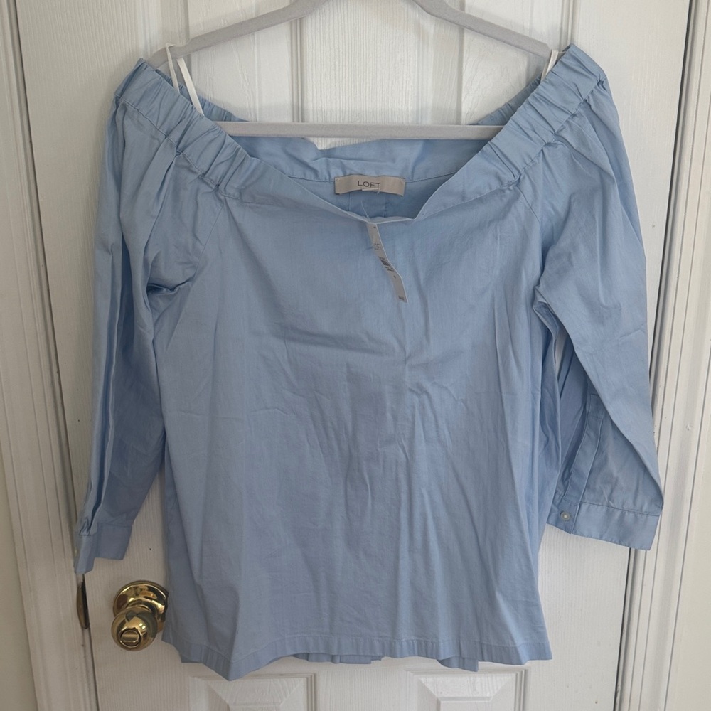 LOFT Women's Sky Blue Off-Shoulder Blouse